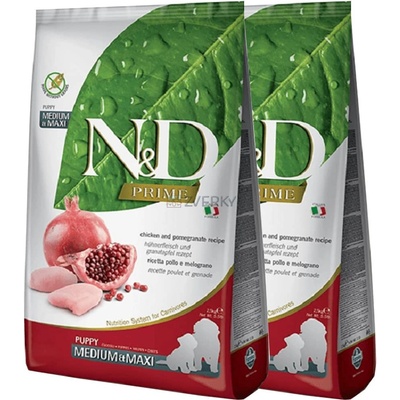 N&D Prime Puppy Medium & Maxi Chicken & Pomegranate 2 x 12 kg