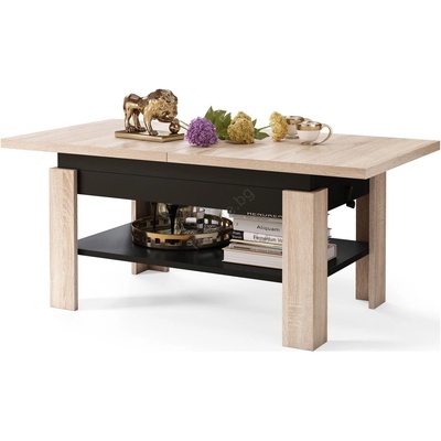 Разтегателна холна маса с повдигащ плот ROY 130/170x65 cm дъб крафт/черна (MZ0018)