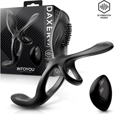 InToYou Daxer Girth Gainer Vibrating Double Cockring 3 Motors with Remote Black