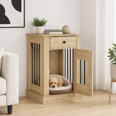 vidaXL Мебели за кучешка клетка Дъб сонома 50 x 47, 5 x 80 см (8014780)