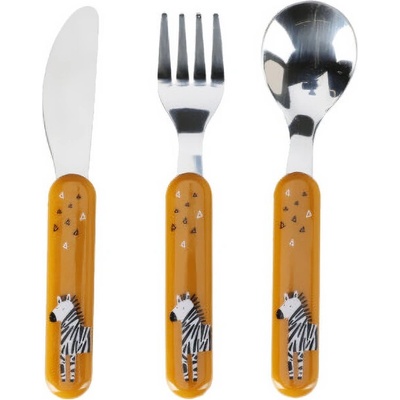 EH Excellent Houseware Dětská sada příborů s plastovou rukojetí 3 kusy zebra vícebarevný