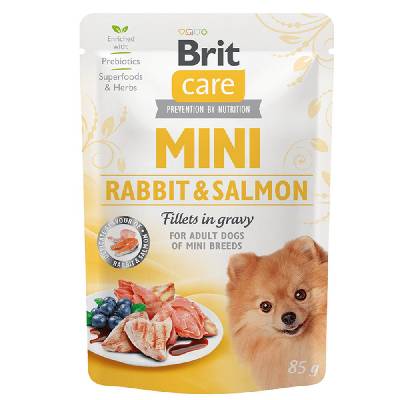 Brit Care Dog kapsička Mini Rabbit & Salmon fillets in gravy 85 g