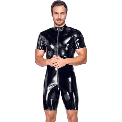 Black Level Vinyl Playsuit with Short Sleeves & Legs 2890577 Black XXL