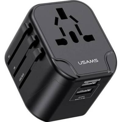 Cestovná nabíjačka USAMS T55 s 2 USB portmi, 12 W, AU, ČIERNA CC173TC01