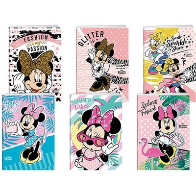 JUNIOR ST Zošit A4 linajkový Premium Minnie Mouse s glittrom
