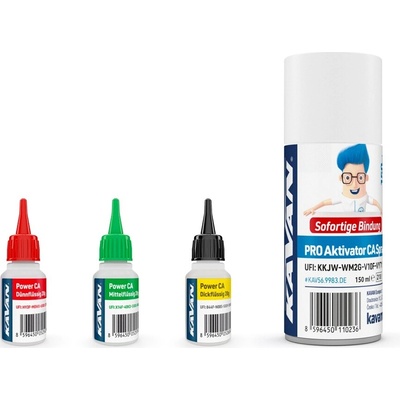 Kavan CA PACK vteř. lepidlo 3x20g Ř,S,H + aktivátor 150ml DE KAV56.9956.DE