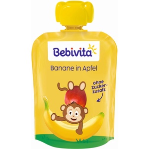 Bebivita Плодова закуска Bebivita - Пауч с банан и ябълка, 90 g (19059) - ozone