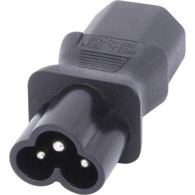 Lindy Преходник Lindy, от IEC C6 Cloverleaf (м) към IEC C13 (ж), черно (LNY-30450)