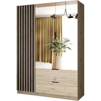 EMS Гардероб с огледало VISTA 150x215 см дъб artisan/графит (MT0119)