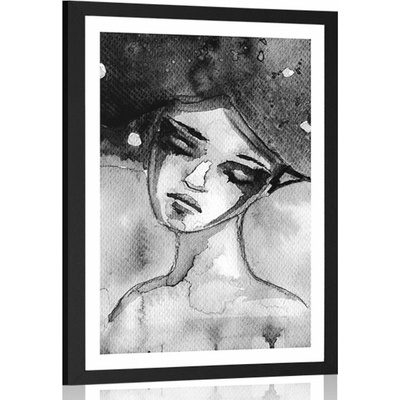Plakát s paspartou měsíční víla v černobílém provedení - 40x60 no frame