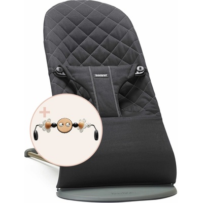 Babybjorn BLISS Black Woven s hračkou Googly Eyes Black/White