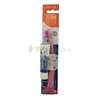 CURAPROX Kids 2+ + Baby 4260 detská zubná pasta, príchuť jahoda 10 ml + detská zubná kefka 1x1 set