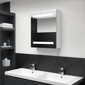 vidaXL LED шкаф с огледало за баня, сияйно бяло, 50x14x60 см (326486)