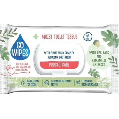 GoWipes Procto Care s výťažkom dubovej kôry 44 ks