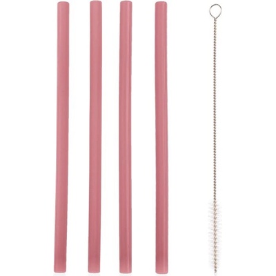Zopa Silicone Straw silikonové brčko + kartáč 6 m+ Old Pink 4 ks
