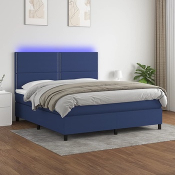 vidaXL Боксспринг легло с матрак и LED, синьо, 180x200 см, плат (3134819)