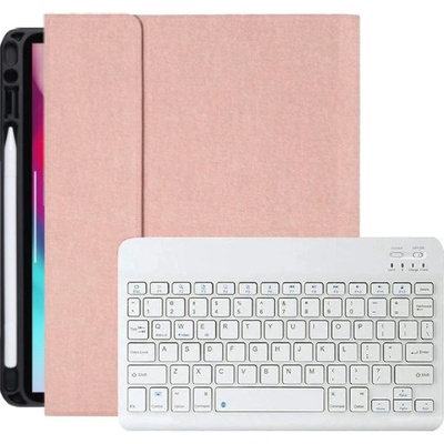 AppleKing puzdro s bielou klávesnicou a priestorom na Apple Pencil pre iPad Pro 11" (2018-2022) - Ružové
