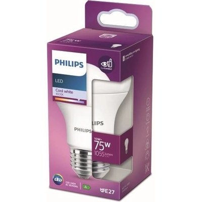 Philips LED žiarovka 1x10W E27 1055lm 4000K studená biela, matná biela, EyeComfort
