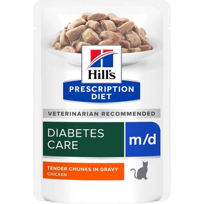 Hill's Prescription Diet 10 + 2 подарък! 12 x 85 г Hill's Prescription Diet консервирана храна - m/d Diabetes care, с пиле