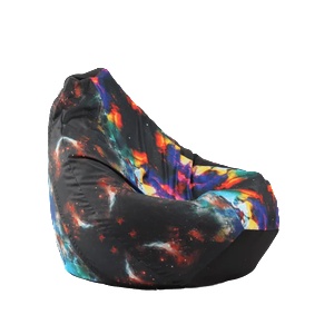 Pufrelax Пуф круша, 220л. , Nirvana Hobbit, Misty Lagoon, Водоустойчив, Перящ се калъф, Пълнеж от Полистиролни перли, принт