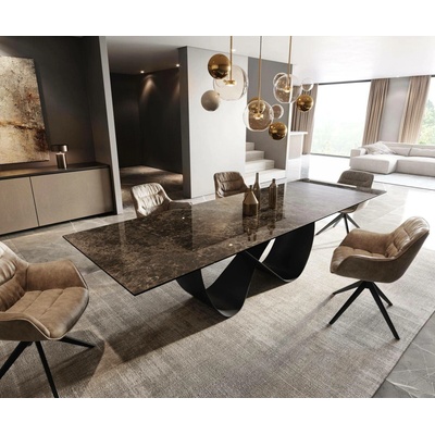 DELIFE Edge 200-300 x 100 keramika Laminam Emperador Extra Lucidato tmavě hnědá Infinity kov černý