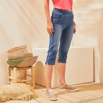 Strečové 3/4 džegíny v džínsovom vzhľade denim