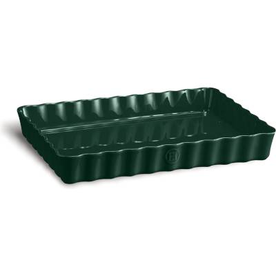 Emile Henry Керамична правоъгълна форма за тарт дълбока emile henry deep rectangular tart dish - 33.5 х 24 см - цвят зелен кедър (eh 6038-07)