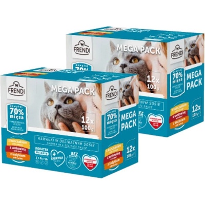 Frendi sáčky pre mačky kuracie/hovädzie/krůta 24 x 100 g