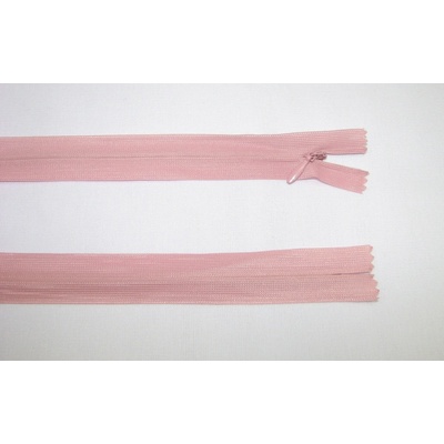 Zips krytý 3mm ružová nedeliteľný 50cm dederon