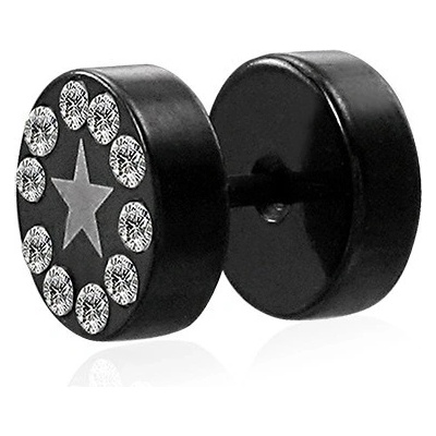 Šperky eshop anodizovaný fake plug do ucha hvězda zirkony F11.1