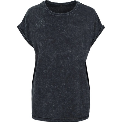 Build Your Brand Ležérne dámske tričko Acid Washed Čierna