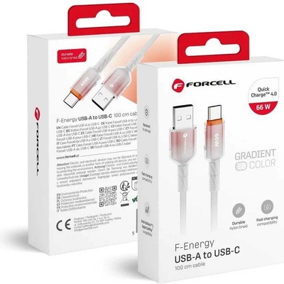 F-Energy C352 USB A na typ C QC4.0 3A 66W Gradient 1 m bílý