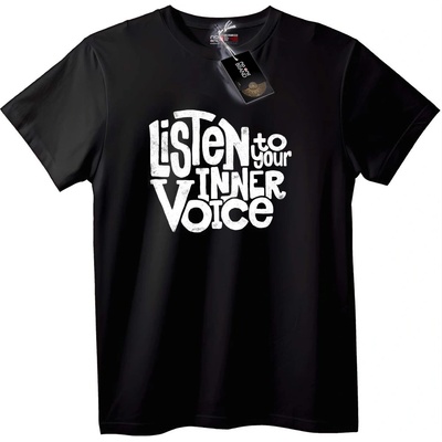 NOONEBRAND Тениска Слушай вътрешния си глас - 2XL, Black