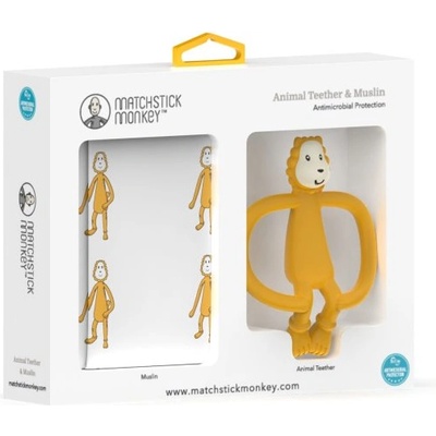 Matchstick Monkey Animal Teether & Muslin Lion подаръчен комплект (за деца )