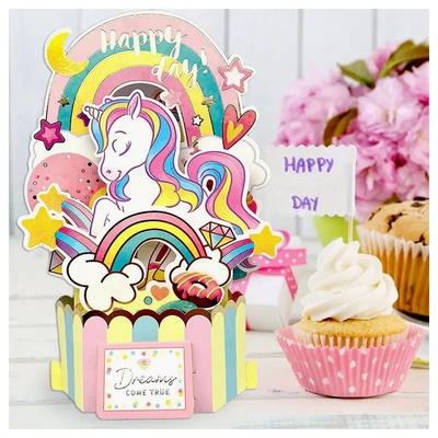 Луксозна 3d картичка на поставка - Еднорог (К86295-4)