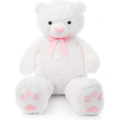 Tea Toys Плюшено мече с розова панделка Tea, 100 см, Бял