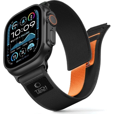 Tech-Protect nylon elite apple watch 8 / 9 / 10 / 11 / se / ultra (44 / 45 / 46 / 49 mm) black/orange (5906302339945)