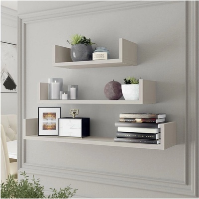 MIRJAN 24 SADA 3x nástenných políc TRIO 40/60/80x11 cm kašmír MJ0151