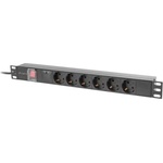 Lanberg PDU за 19-инчов шкаф, 1U, 10A, 6x Schuko, черен, C14, 2 м разпределител (PDU-06F-0200-IEC-BK) (PDU-06F-0200-IEC-BK)