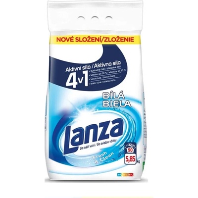 Lanza 4v1 Prací prášek na bílé prádlo Fresh & Clean 90 PD 5,85 kg