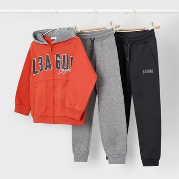 Mayoral Анцуг ватиран трикотаж с 2 панталона basic в оранжево и сиво за мини момче Mayoral