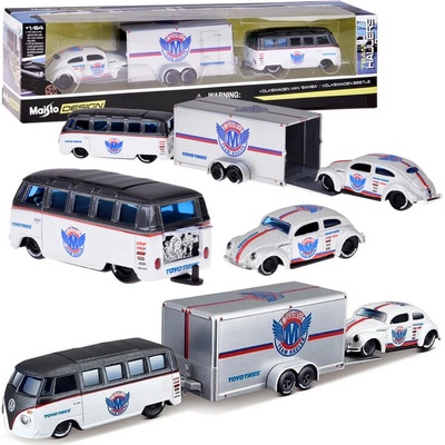 Maisto Kovová auta Volkswagen Van Samba & Beetle 1:64