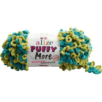 Alize příze Puffy More 6546 tyrkysová a světle zelená