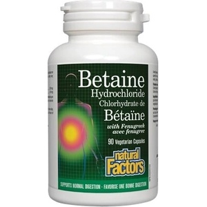 Natural Factors Betaine Hydrochloride / Бетаин Хидрохлорид, 500 mg, 90 капсули Natural Factors (1720 NF)