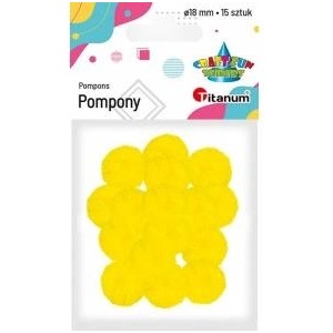 TITANUM Polyester pompoms 18mm yellow intensive 15pcs