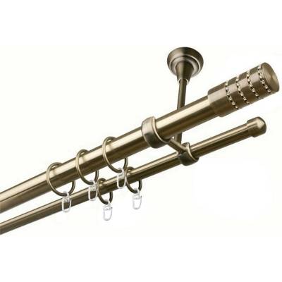 OK-GarnýžeCZ Garnýž kovová dvouřadá 25/16mm Cylinder crystal mosaz 220 cm do stropu / kroužky s háčkem