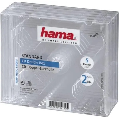 Hama Кутийка за CD/DVD HAMA Double Jewel Case, прозрачен, 5 бр. в пакет (HAMA-44752)