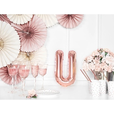 Party Deco FB2M U 019R Fóliový balón ružovo zlatý písmeno 35 cm U