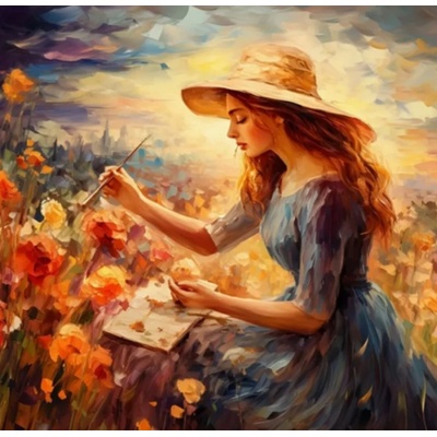 Norimpex - Puzzle Diamant painting: A woman in a hat 30x40cm - 1 - 39 piese