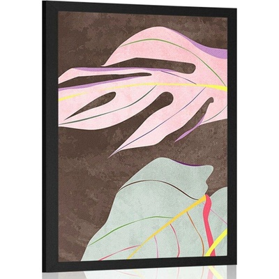 Plakát elegantní monstera na hnědém pozadí - 40x60 silver